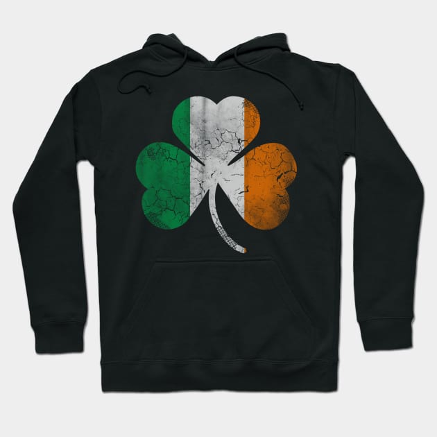 Vintage Flag of Ireland Shamrock Hoodie by E